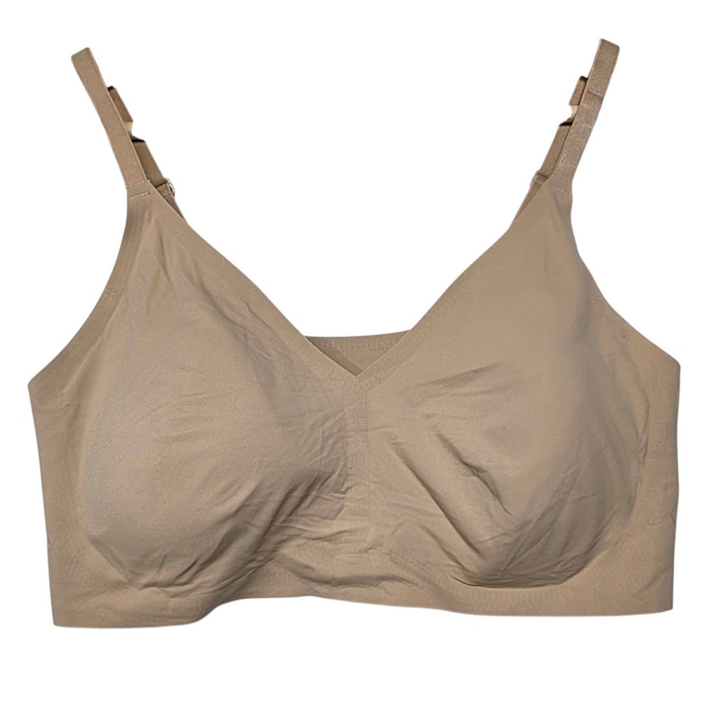 True & Co. True Body Triangle Bralette Womens Large Beige Nylon Seamless